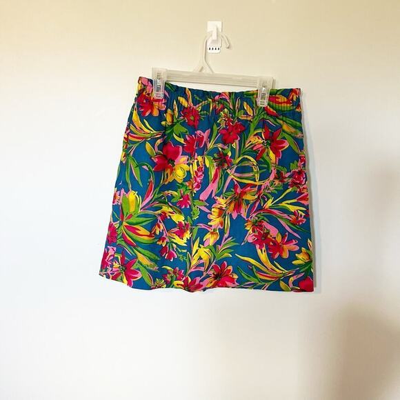 J.Crew Dresses & Skirts - J.Crew tropical bright floral pull on linen blend skirt size 4